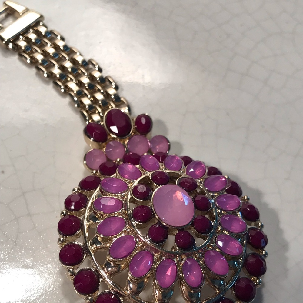 Ann Taylor Loft Purple Gold Statement Bracelet - Picture 3 of 7
